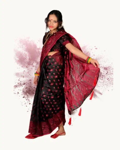 নাকফুল জামদানি রেগুলার শাড়ী