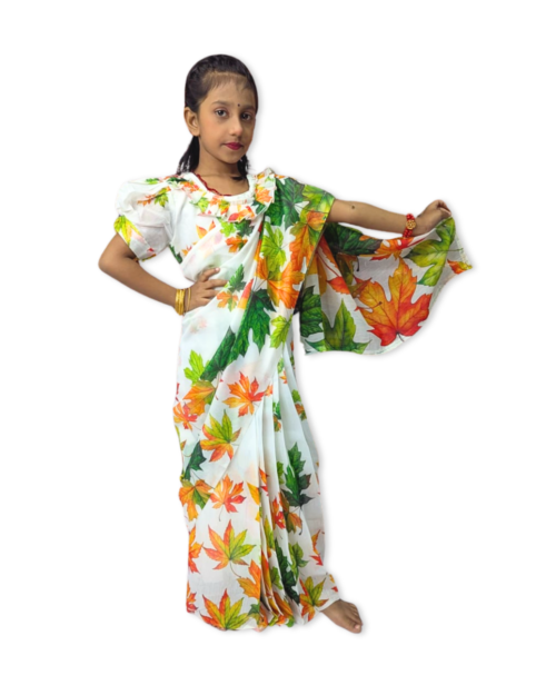 Chanderi Silk Digital Print Autumn Leaves - 2