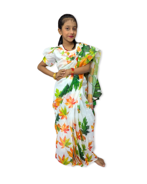 Chanderi Silk Digital Print Autumn Leaves - 1