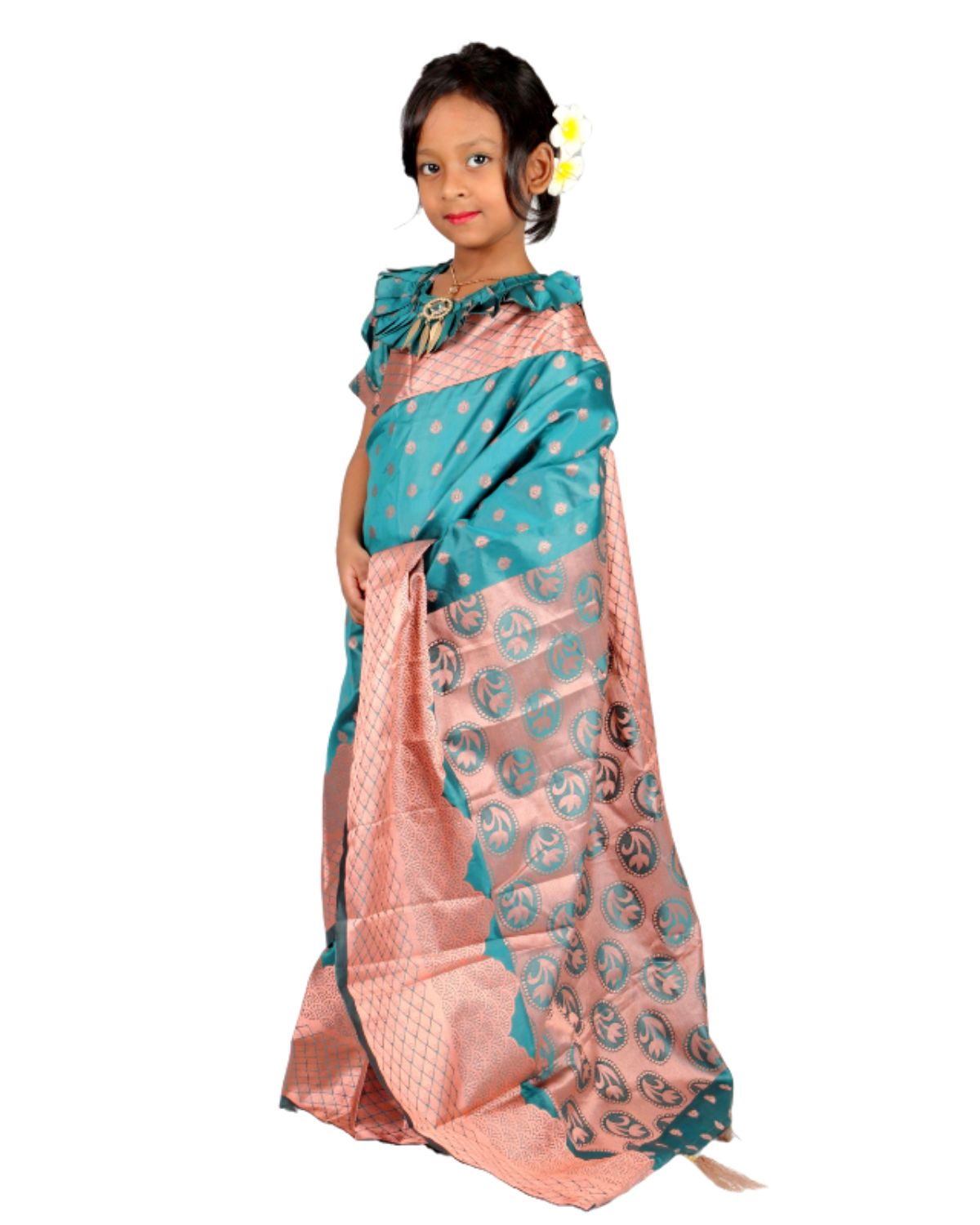 কপার শেড কাটান রেডি শাড়ী - Image 3