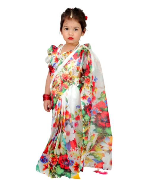 Chanderi silk flowers design - 1