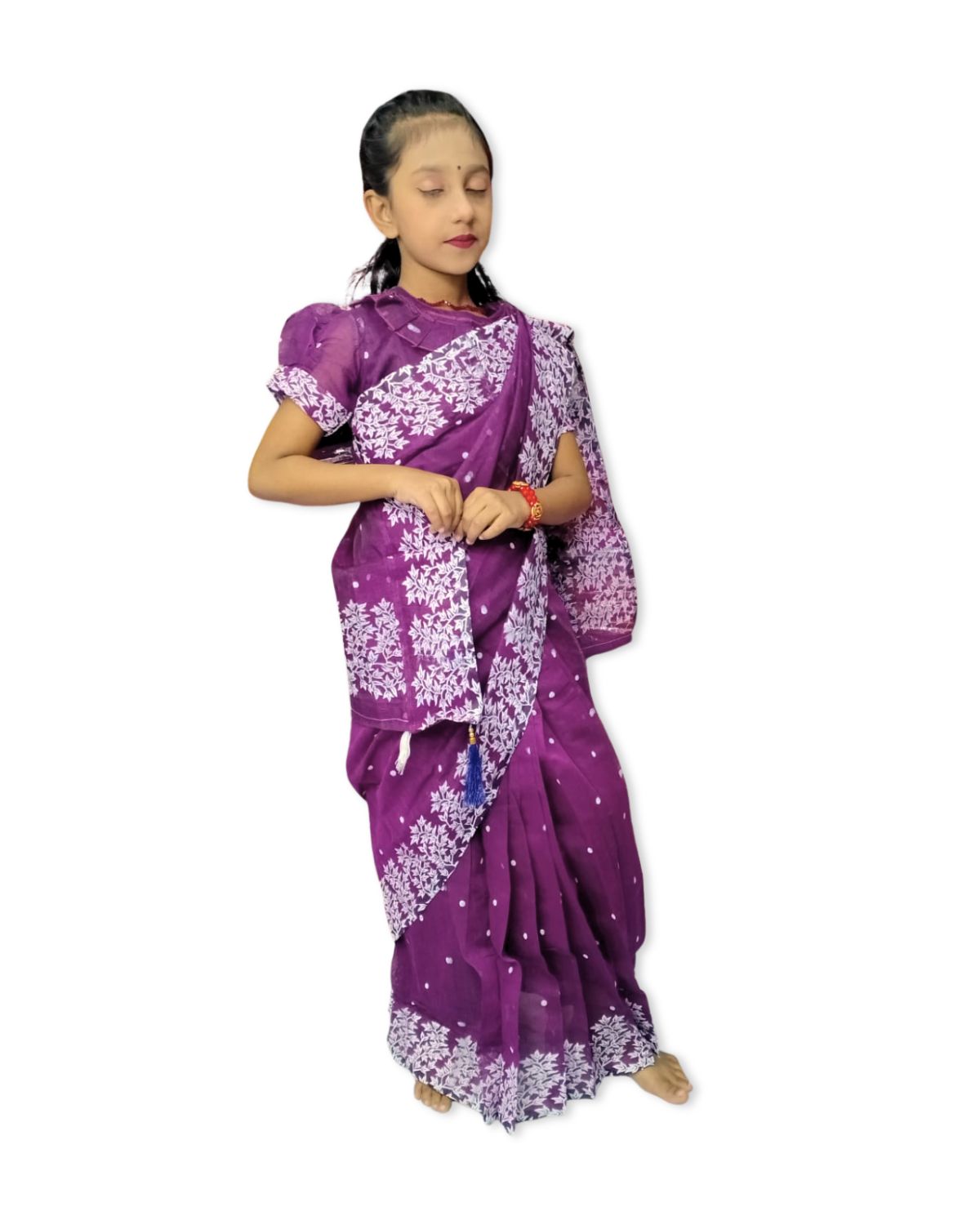 স্কিন প্রিন্ট হাফ সিল্ক রেডি শাড়ী - Image 8