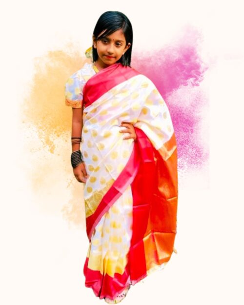 ক্রিম কাটান রেডি শাড়ী